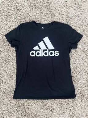 adidas Black Tee with White Logo